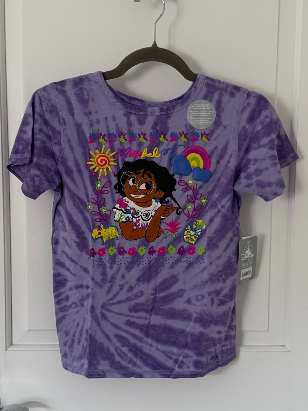 NWT Disney Store Girls Maribel Encanto Purple Tie Dye Sensory Friendly Tee SZ M